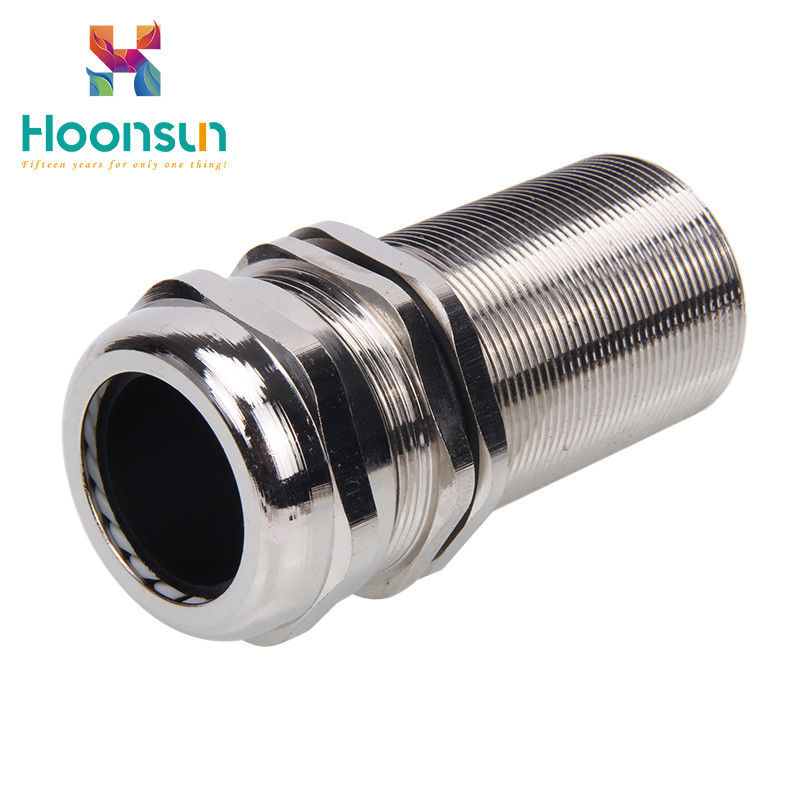 ROHS / CE Approval Brass Cable Gland Longer Thread Nickel Plated Material