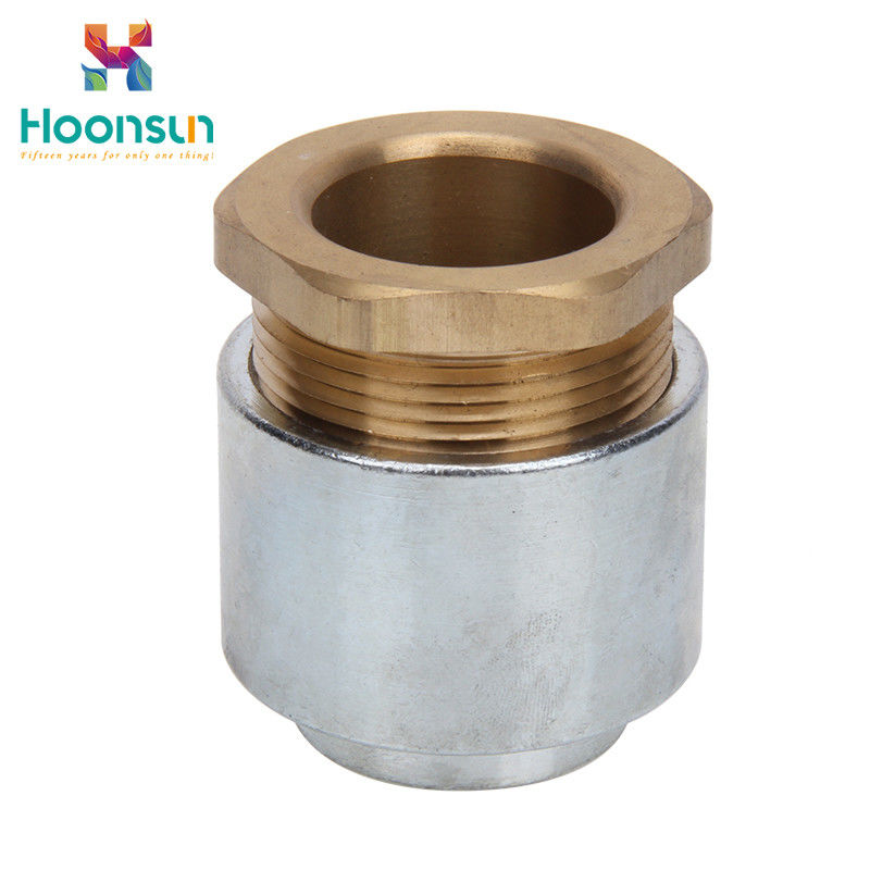 Galvanized Iron / Brass TH Type Marine Cable Gland With Nickel - Plated Hoop Washer