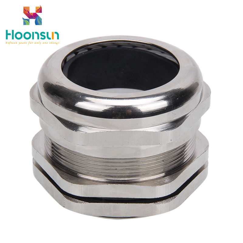IP68 Metric Bickel Plated Brass Metal Cable Gland / Straight Electrical Cable Gland