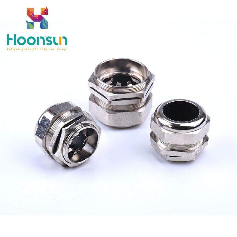 Anti - EMC Power Metal Cable Gland Nickel Plated Brass With Metric Thread Type